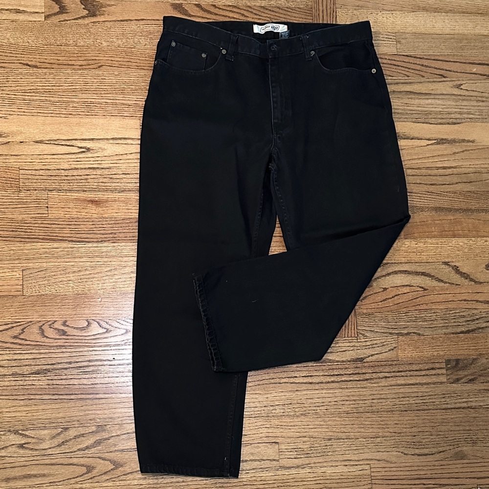 Mens Urban Pipeline Up black denim jeans. 40x30